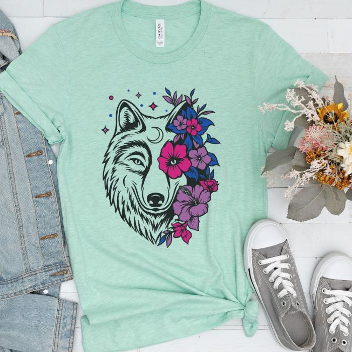 Bisexual Wolf With Flowers Shirt