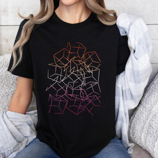 Subtle Lesbian Pride Shirt 3D Cubic Design