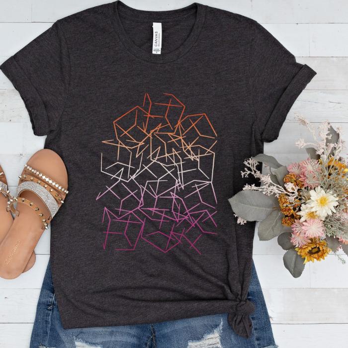 Subtle Lesbian Pride Shirt 3D Cubic Design