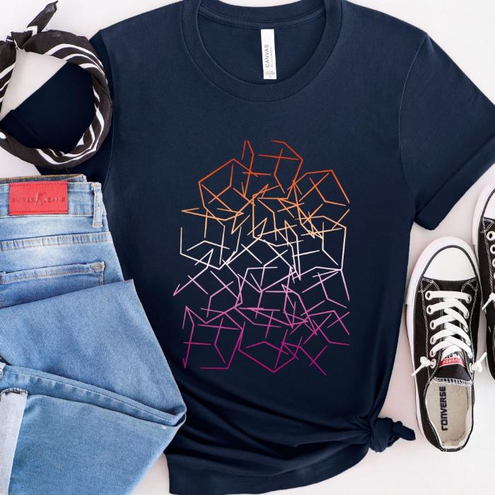 Subtle Lesbian Pride Shirt 3D Cubic Design