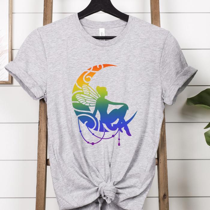 Rainbow Pride Shirt Fairy On Moon