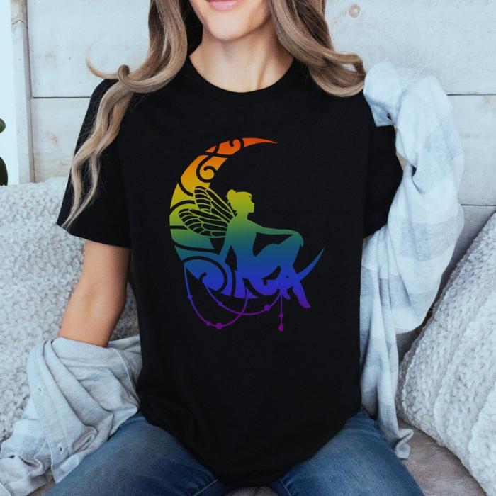 Rainbow Pride Shirt Fairy On Moon