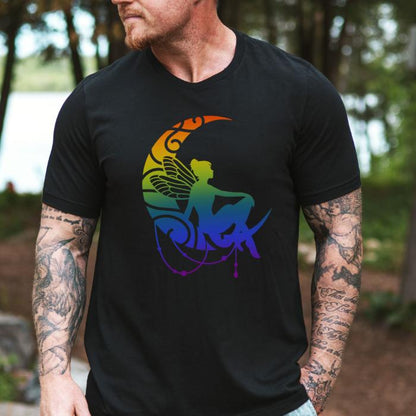 Rainbow Pride Shirt Fairy On Moon