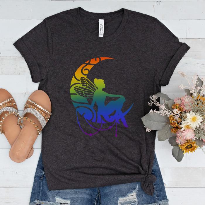 Rainbow Pride Shirt Fairy On Moon