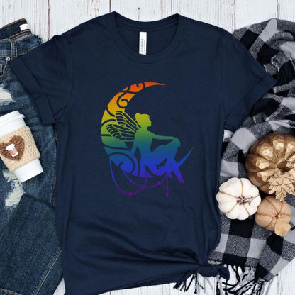 Rainbow Pride Shirt Fairy On Moon