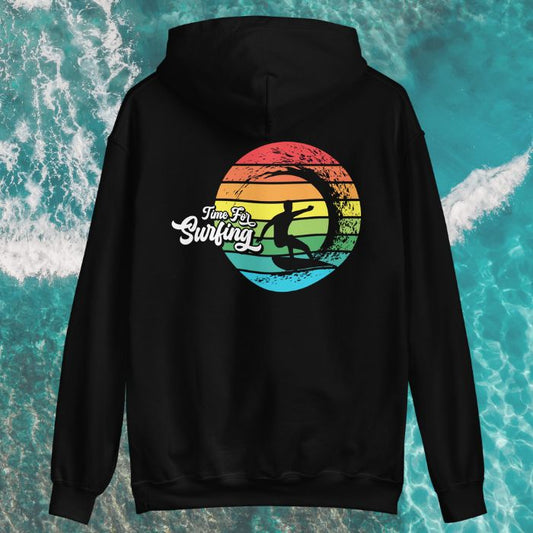 Surfing Hoodie Time For Surfing Retro Sun