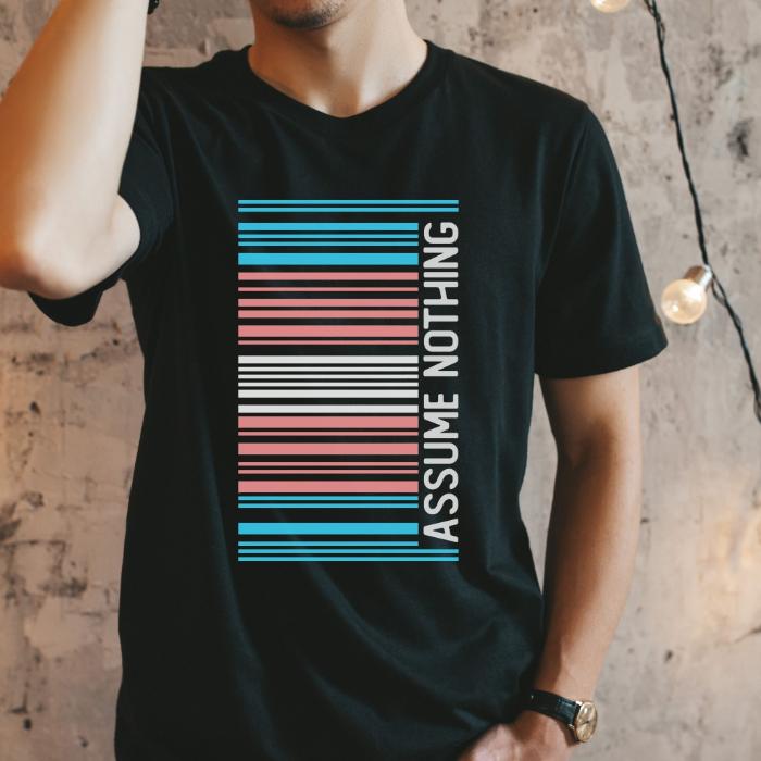 Trans Pride Shirt Barcode Assume Nothing