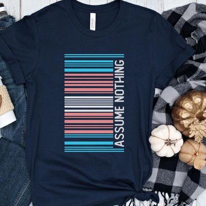 Trans Pride Shirt Barcode Assume Nothing