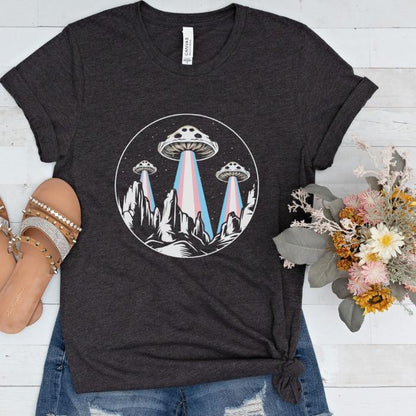 Trans Pride Shirt Alien Abduction UFO