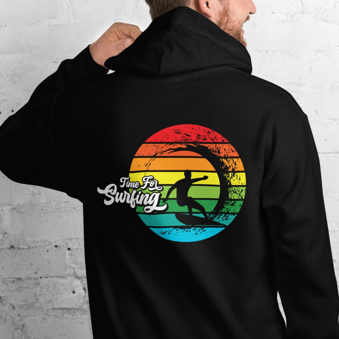 Surfing Hoodie Time For Surfing Retro Sun