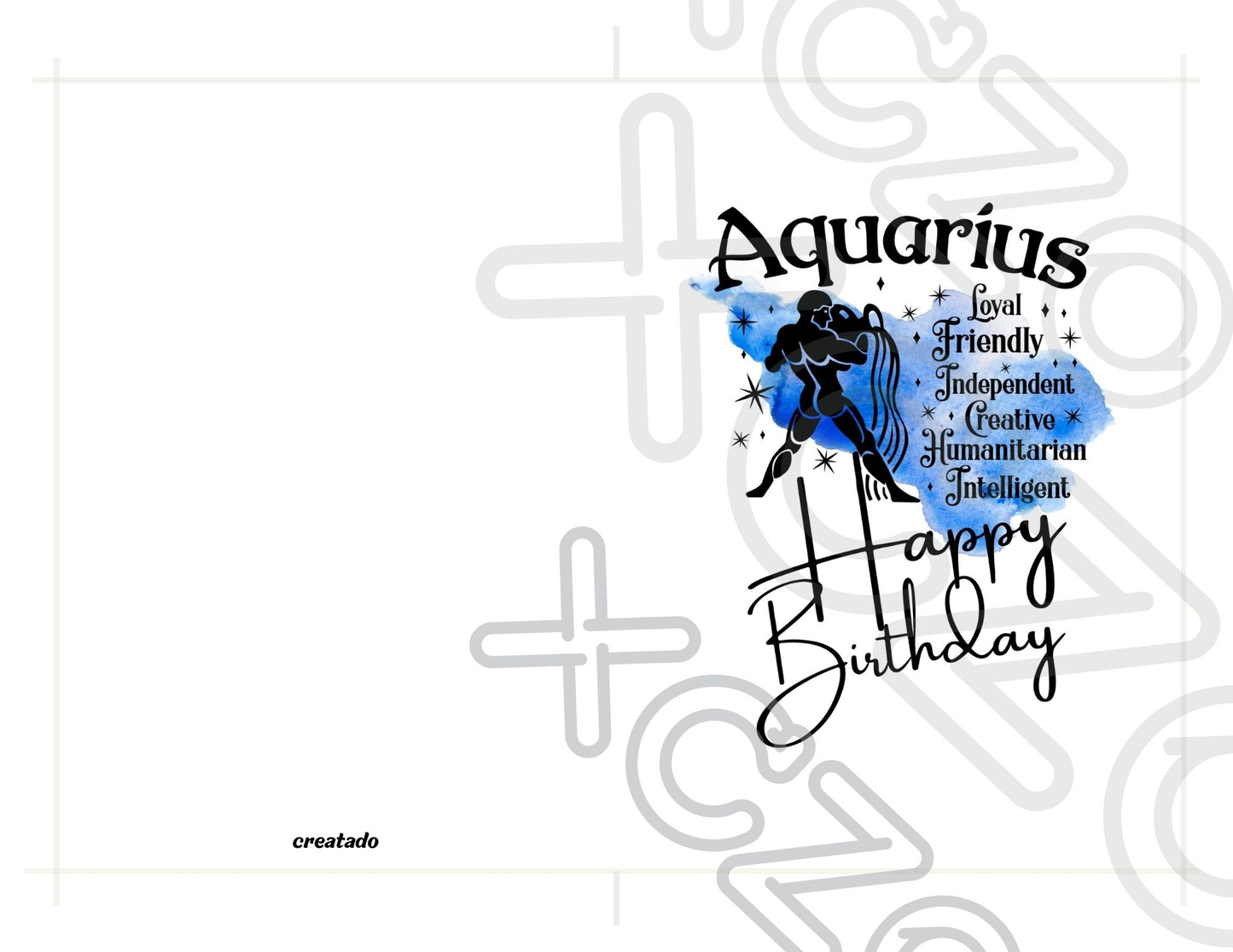 Aquarius Printable Birthday Card