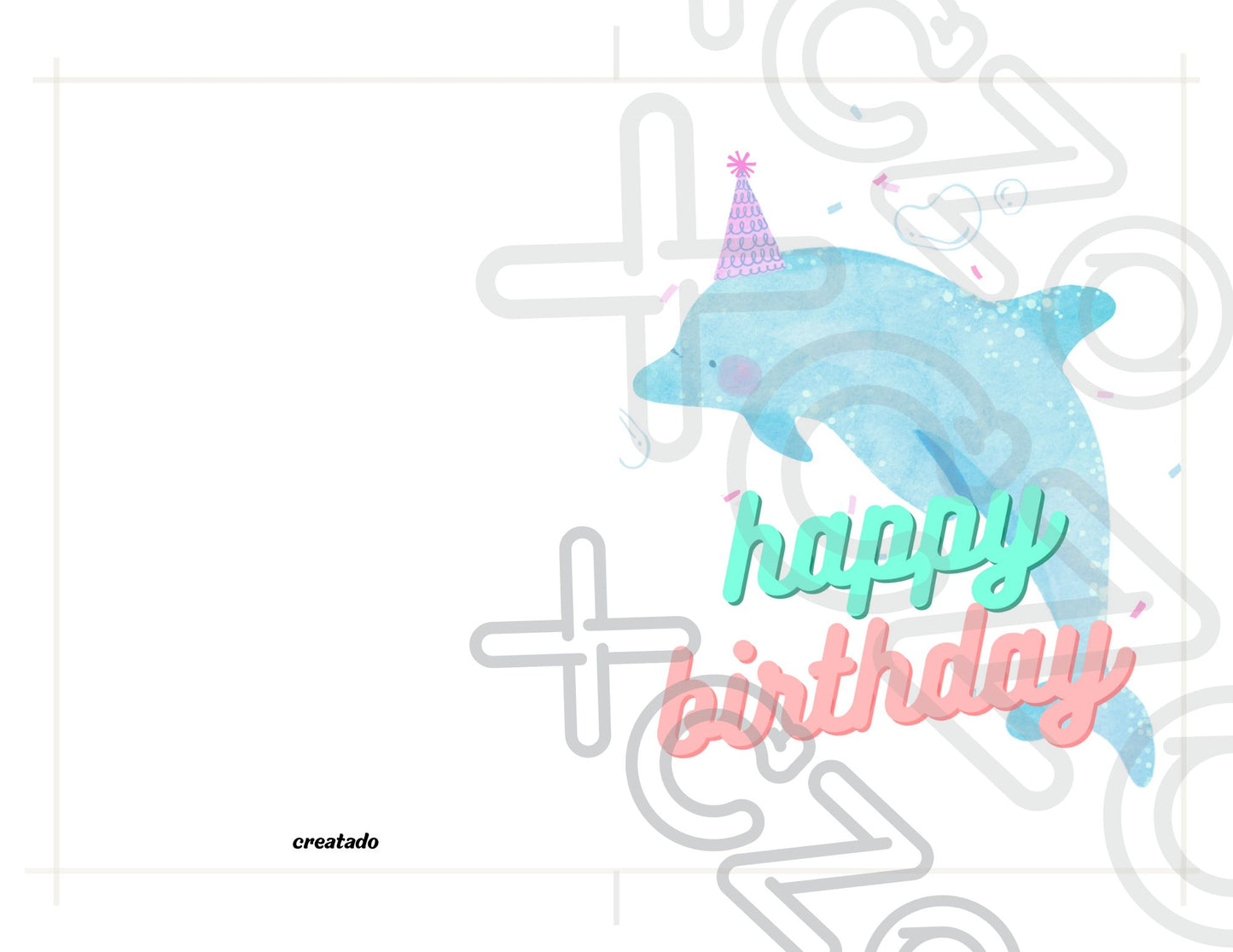 Printable Birthday Card Dolphin