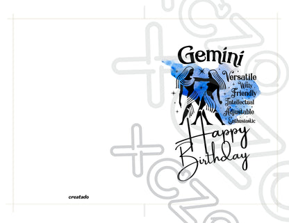 Gemini Printable Birthday Card