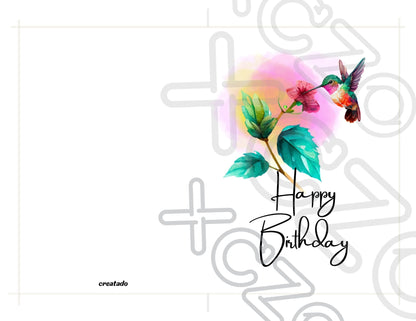 Cute Hummingbird Printable Birthday Card #2