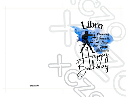 Libra Printable Birthday Card