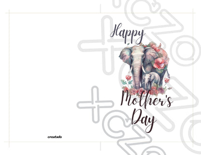 Printable Mother's Day Card Elephant