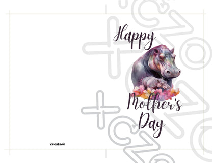 Printable Mother's Day Card Hippo