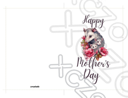 Printable Mother's Day Card Opossum