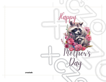 Printable Mother's Day Card Raccoon