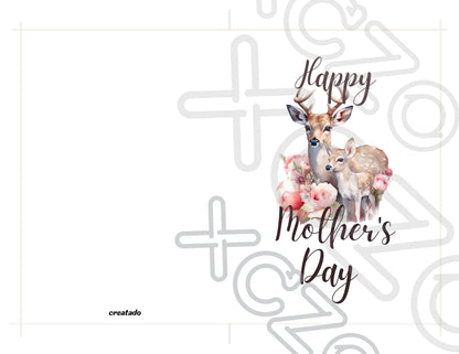 Printable Mother's Day Card Reindeer