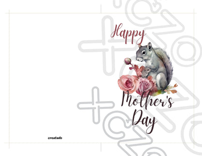 Printable Mother's Day Card Squirrel