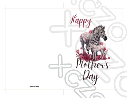 Printable Mother's Day Card Zebra