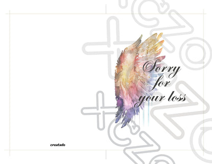 Printable Angel Wings Condolence Card Sorry For Your Loss #1