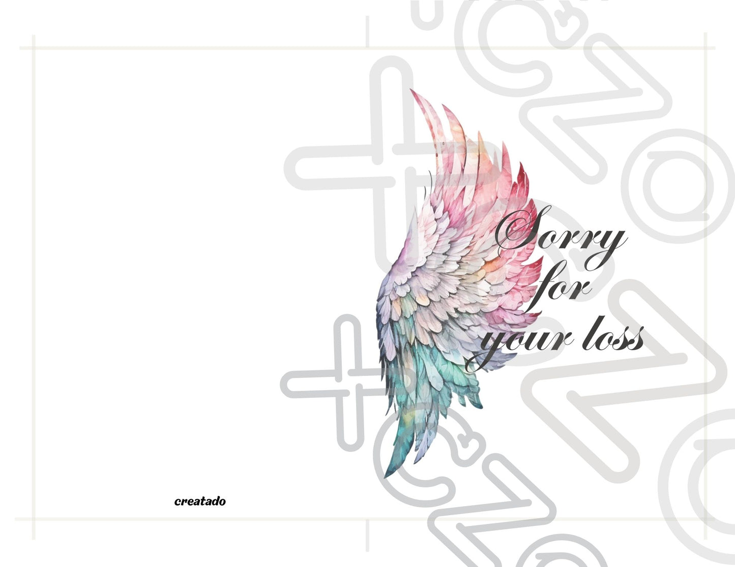 Printable Angel Wings Condolence Card Sorry For Your Loss #8