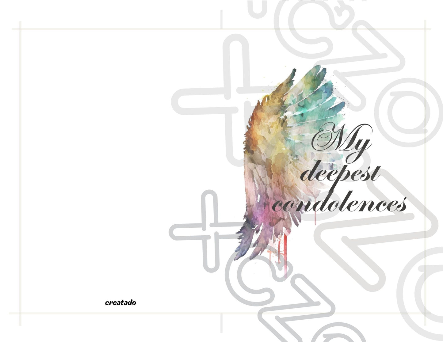 Printable Angel Wings Condolence Card My Deepest Condolences #2