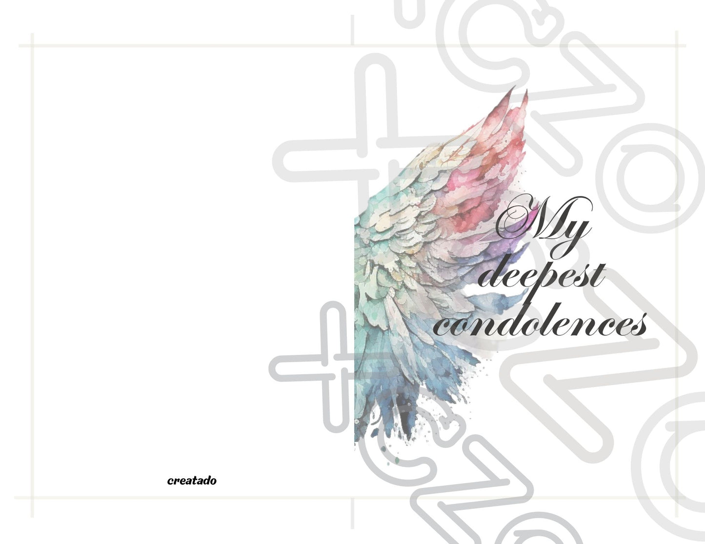 Printable Angel Wings Condolence Card My Deepest Condolences #4