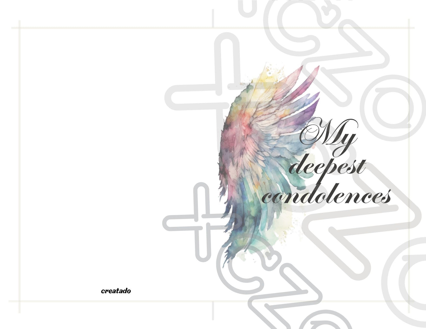 Printable Angel Wings Condolence Card My Deepest Condolences #5