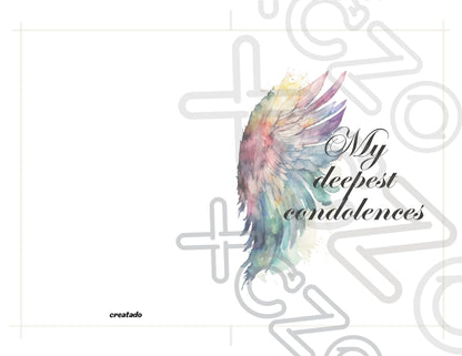 Printable Angel Wings Condolence Card My Deepest Condolences #5