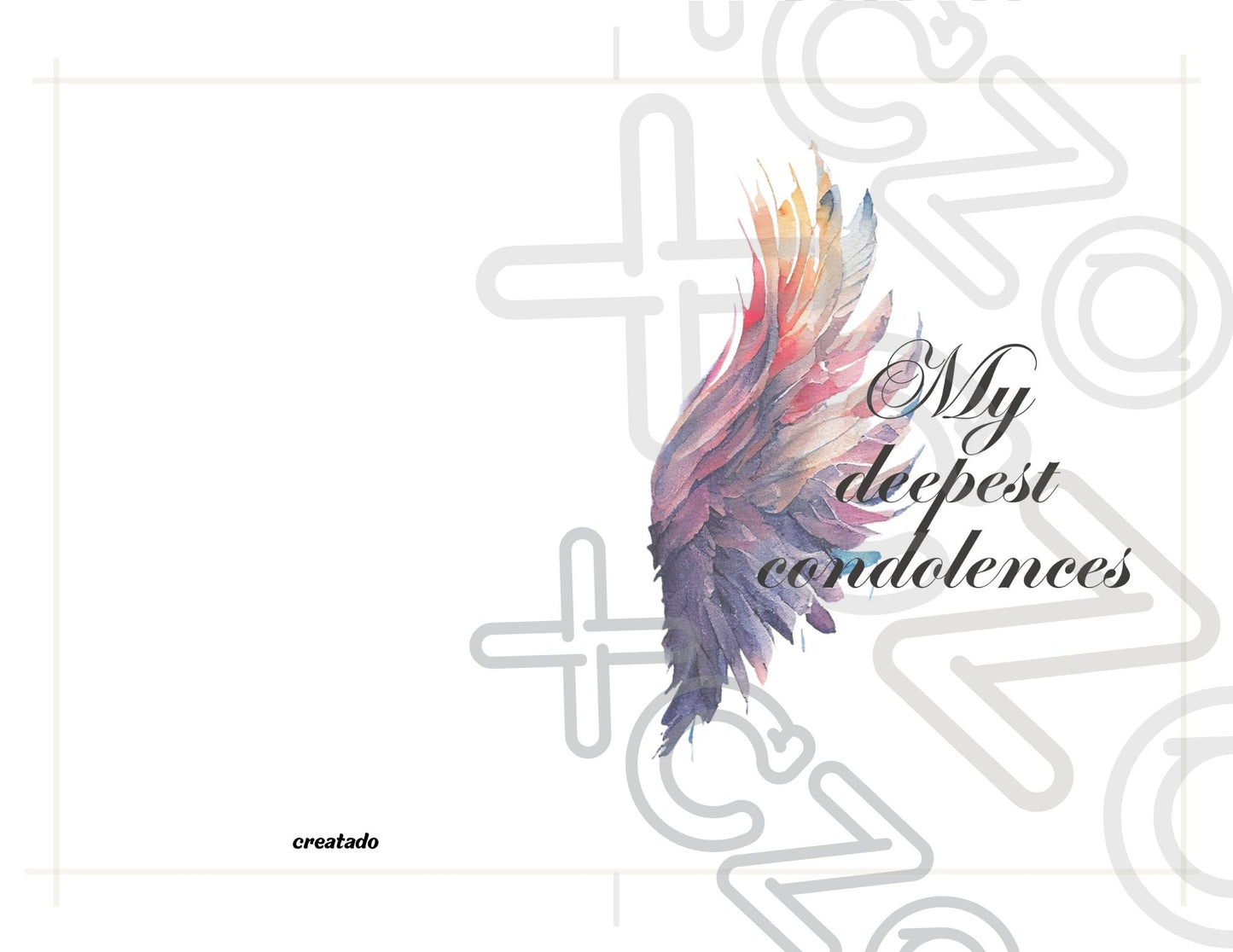 Printable Angel Wings Condolence Card My Deepest Condolences #6