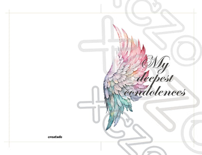 Printable Angel Wings Condolence Card My Deepest Condolences #8