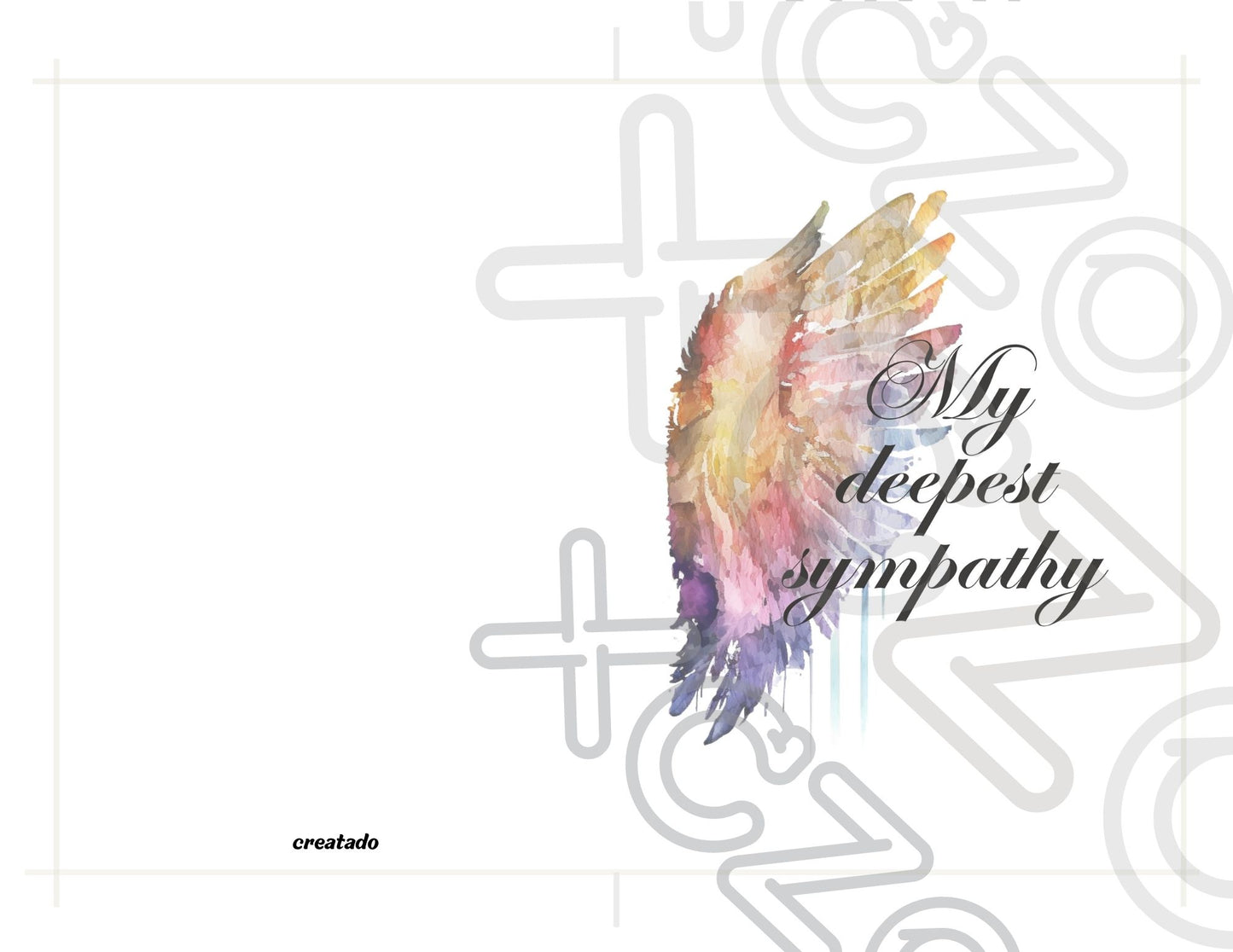 Printable Angel Wings Condolence Card My Deepest Sympathy #1