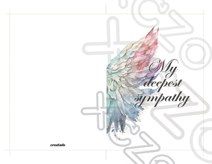 Printable Angel Wings Condolence Card My Deepest Sympathy #4