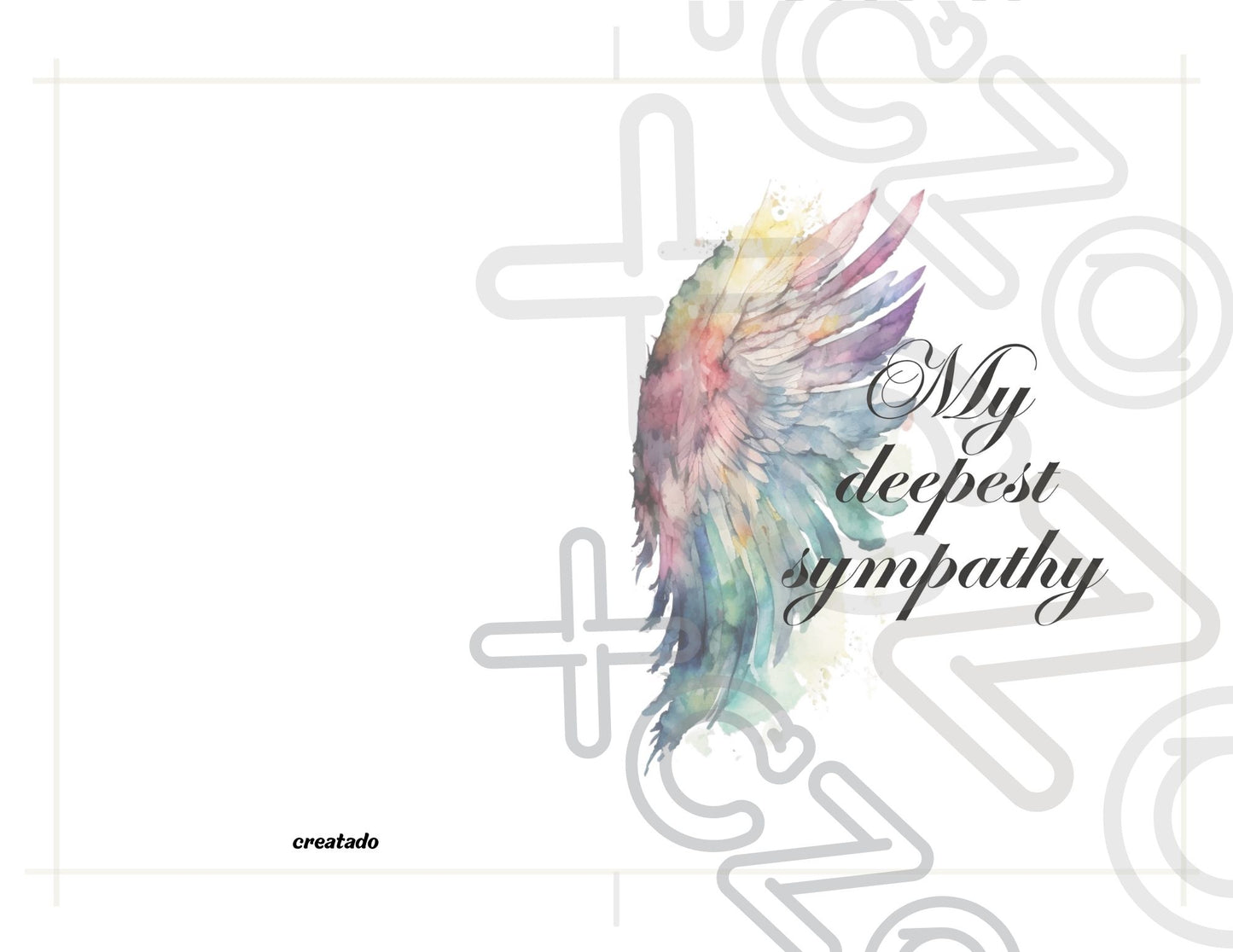 Printable Angel Wings Condolence Card My Deepest Sympathy #5