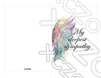 Printable Angel Wings Condolence Card My Deepest Sympathy #5