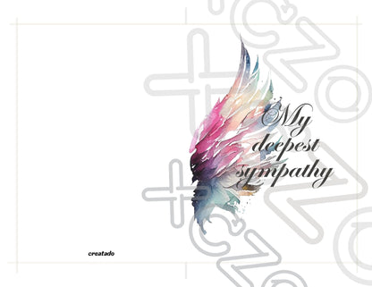 Printable Angel Wings Condolence Card My Deepest Sympathy #7