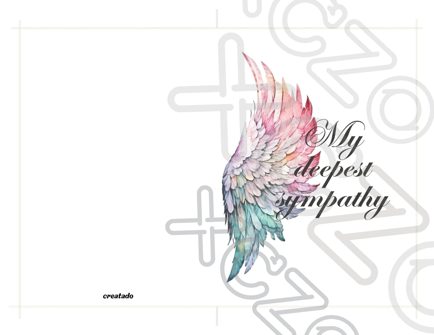 Printable Angel Wings Condolence Card My Deepest Sympathy #8