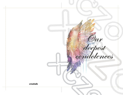 Printable Angel Wings Condolence Card Our Deepest Condolences #1