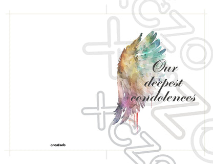 Printable Angel Wings Condolence Card Our Deepest Condolences #2