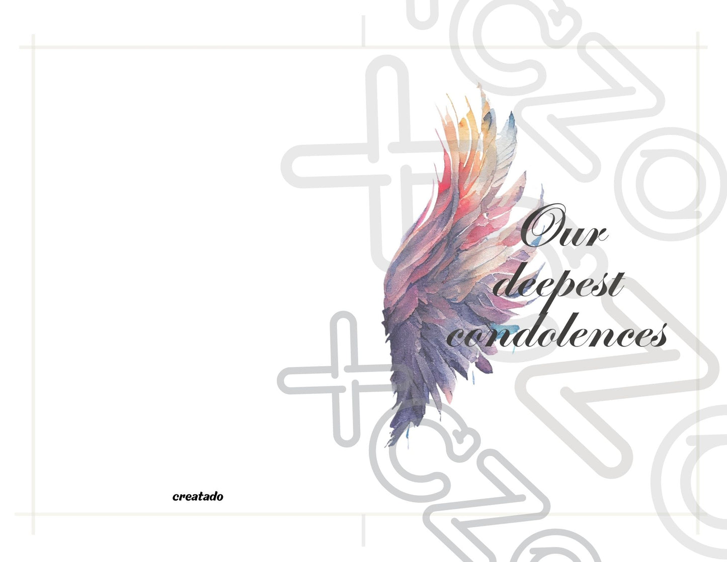 Printable Angel Wings Condolence Card Our Deepest Condolences #6