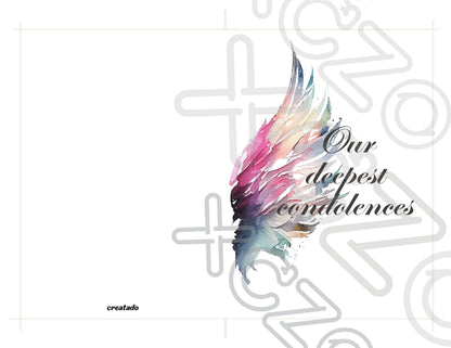 Printable Angel Wings Condolence Card Our Deepest Condolences #7