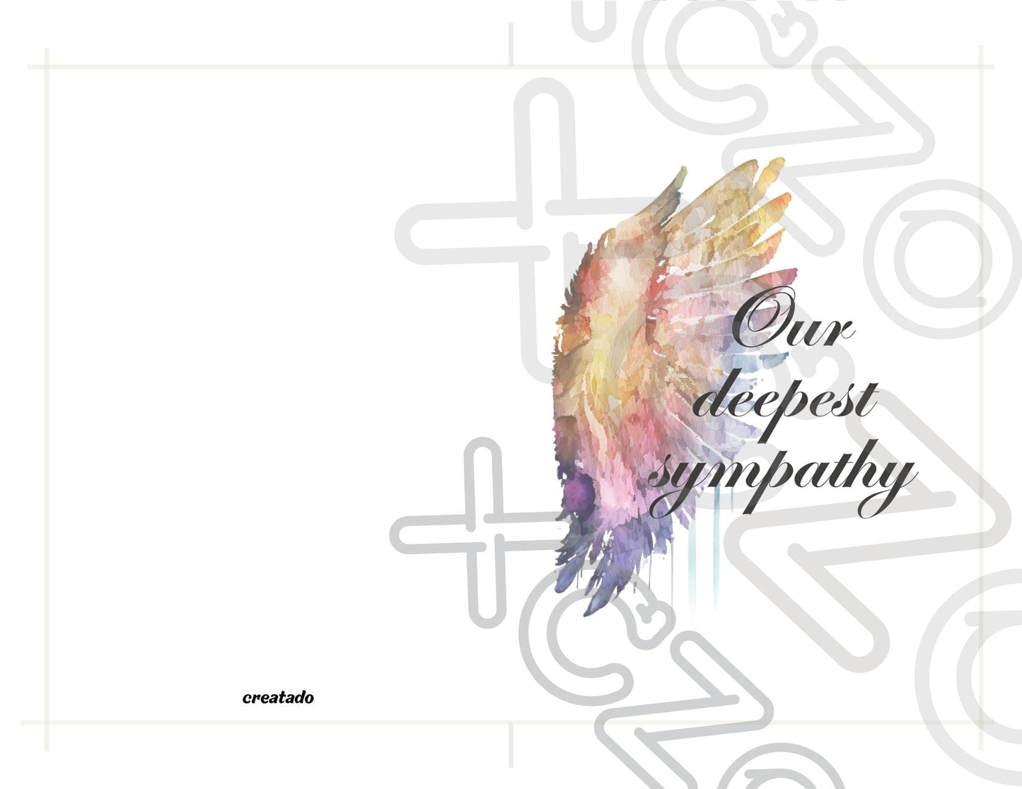 Printable Angel Wings Condolence Card Our Deepest Sympathy #1