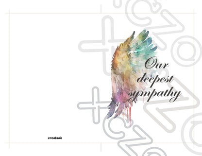 Printable Angel Wings Condolence Card Our Deepest Sympathy #2