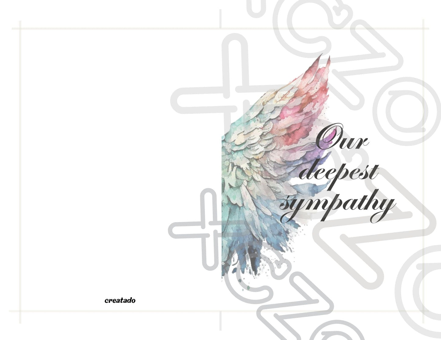 Printable Angel Wings Condolence Card Our Deepest Sympathy #4