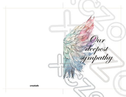 Printable Angel Wings Condolence Card Our Deepest Sympathy #4