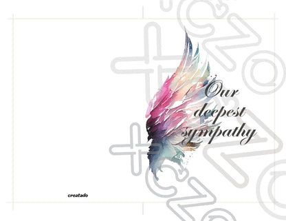 Printable Angel Wings Condolence Card Our Deepest Sympathy #7