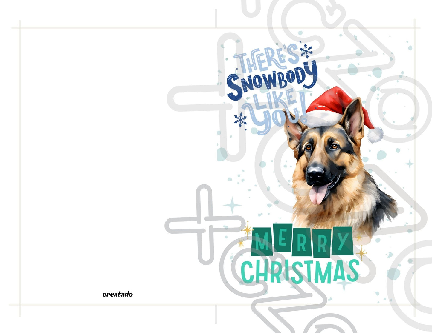 German Shepard Printable Christmas Card There's Snowbody Like You